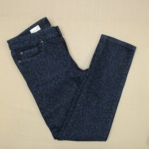 Gap 1969 Always Skinny Jeans Women's Size 28 Cheetah Print Indigo Wash Denim